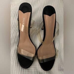 Tony Bianco Black and Tan Heels with Transparent Straps